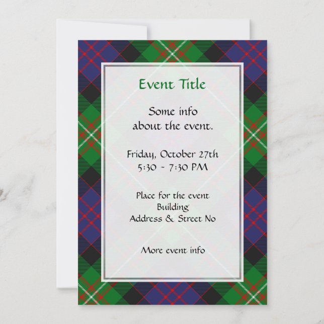 Convite Tartan do Clã MacDonell de Glengarry (Verso)