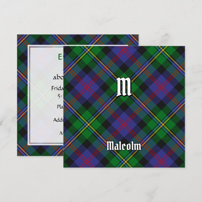 Convite Tartan do Clã Malcolm (Frente/Verso)