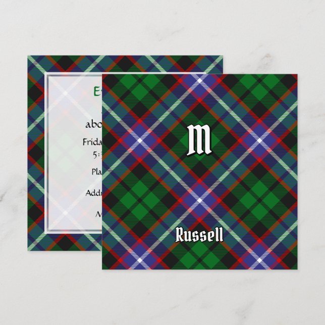 Convite Tartan do Clã Russell (Frente/Verso)