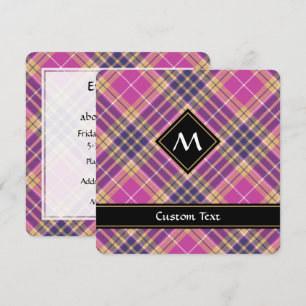 Convite Tartan rosa, Dourado e azul