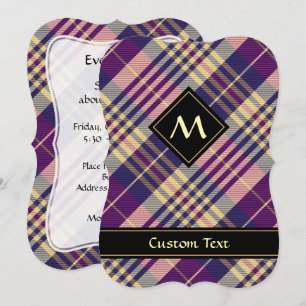 Convite Tartan roxo, Dourado e azul