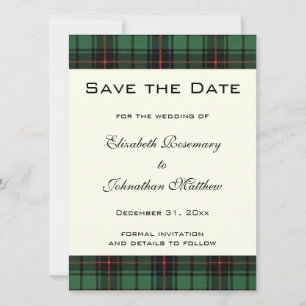 Convite Tartan Vintage, Padrão Moderno Davidson Casamento