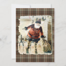 Convite Tartan Vintage Santa Claus