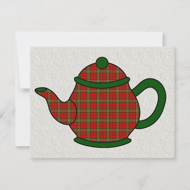 Convite Tartan Xadrez Teapot V5 Tea (Frente)