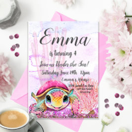 Convite Tartaruga 4º Aniversário, Sob o Mar