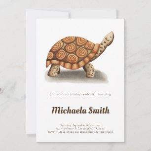 Convite Tartaruga Aniversário Personalizado Minimalista