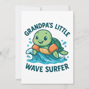 Convite Tartaruga Cute Surfista de Ondinhas do Vovô