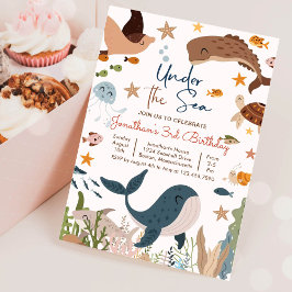Convite Tartaruga de Tubarão Baleia Sob o Mar Vida Marinha