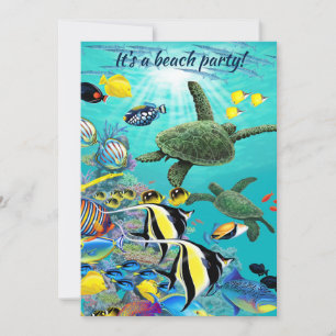 Convite Tartaruga tropical havaiana Luau dos peixes da