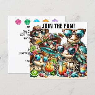 Convite Tartarugas Divertidas se Reunindo