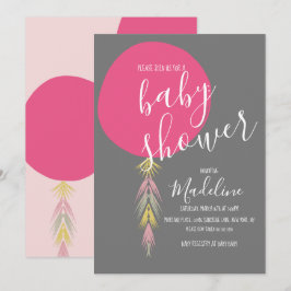 Convite Tassel Boho Balão para Chá de Bebê Menina