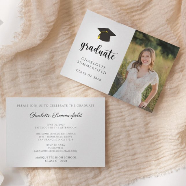 Convite Tassel de Boné de formatura Dourado preto simples (Criador carregado)