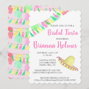 Convite Tassel Personalizado Papel Picado Rosa Verde Fiest