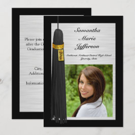 Convite Tassel Preto com Foto