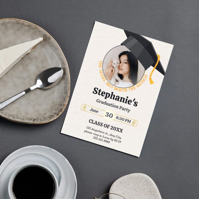 Convite Tassel valeu a pena na colagem de fotos de Hassle (Tassel Was Worth the Hassle Photo Collage Invitation)