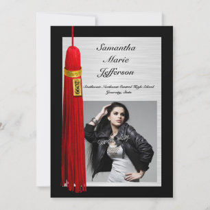 Convite Tassel Vermelho com Festa de formatura Fotográfic