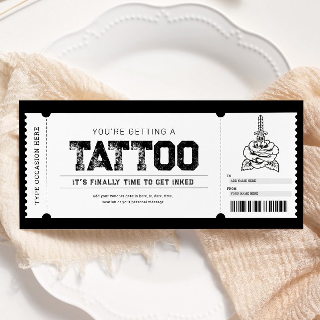 Convite Tatuagem Bilhete de Presente Cupom Voucher (Criador carregado)