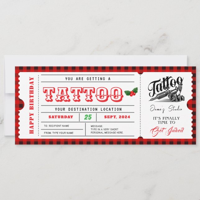 Convite Tatuagem Certificado de Oferta de Natal Voucher (Frente)