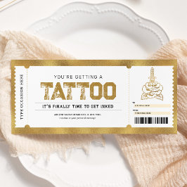 Convite Tatuagem Ganhe uma Voucher de Presente Dourado