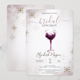 Convite Taule de Noiva com Flocos de Neve em Copo de Vinho
