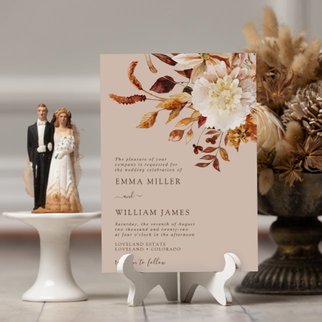 Convite Taupe Autumn Modern Watercolor Terracotta Casament (Taupe Autumn Modern Watercolor Terracotta Wedding Invitation
)