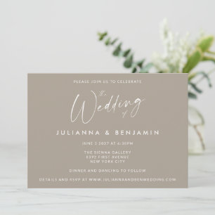 Convite Taupe Bege Minimalista Moderno Casamento