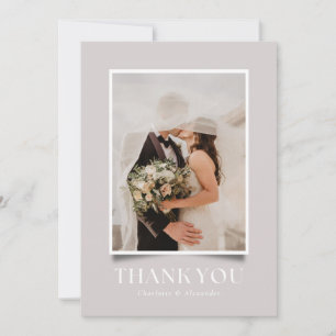 Convite Taupe Bold Typografia Foto Obrigado Yo de Casament