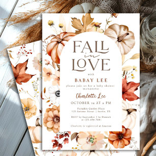Convite Taupe Cai no Amor Arco Floral Chá de fraldas de Ab