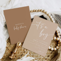 Taupe Chá de fraldas Invitation Modern É um garoto