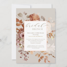 Convite Taupe Floral Bridal Chá Morto Quente