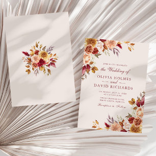 Convite Taupe Floral Casamento Elegante Neutro Boho
