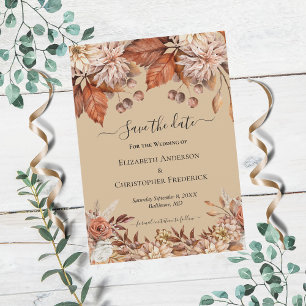 Convite Taupe Floral Terracotta Casamento Save The Date