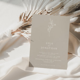 Convite Taupe Minimalista Elegante e Casamento Floral Bran
