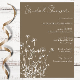 Convite Taupe Moderno e Chá de panela de flor branca