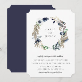 Convite Taupe + Noiva de Coroa de Casamento Navy