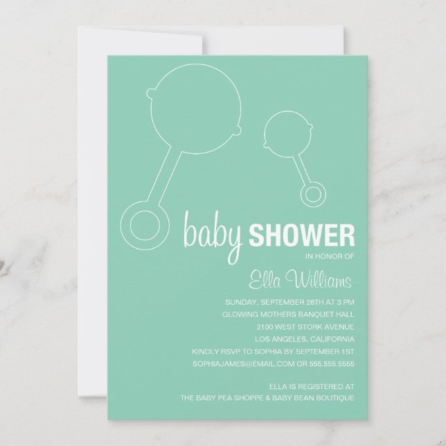 CONVITE TAXAS DE RETRO DE ESPUMA MARÍTIMA  | CHÁ DE FRALDA (Frente)