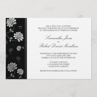 Convite TBA:Convites para Casamento Floral a Preto e Branc