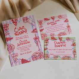 Convite Tchau Bebê Pizza Desenhada Chá de fraldas Diversão