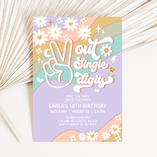 Convite Tchau Dígitos Únicos Groovy 10º Aniversário