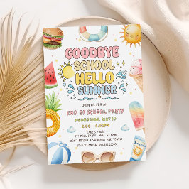 Convite Tchau Escola, Olá Verão, Festa de Fim de Ano