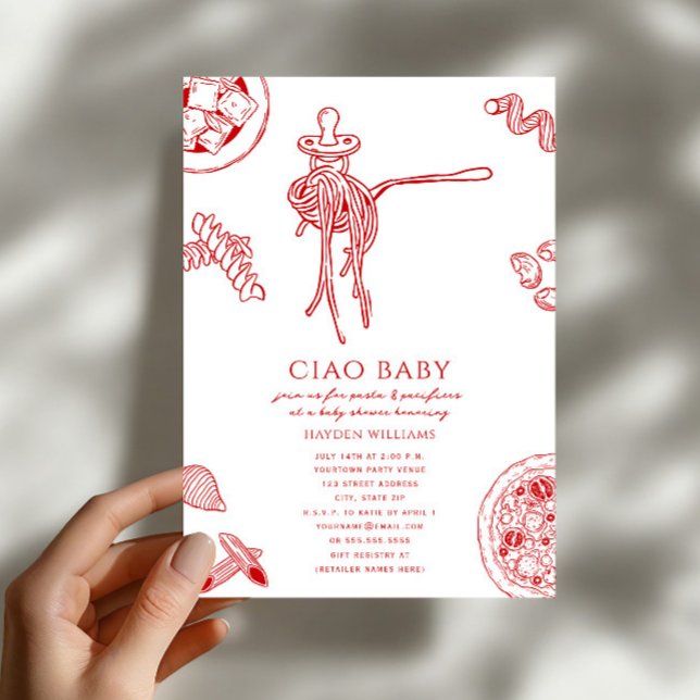 Convite Tchau Massa & Chupetas Chás de Bebê Italianos (Criador carregado)