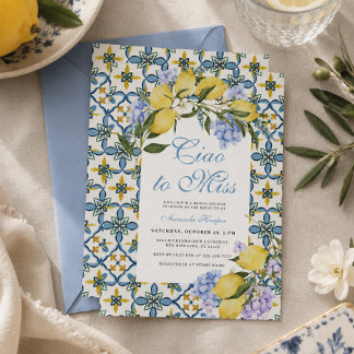 Convite Tchau Para a Senhorita Limão Itália Azulejos Chá d