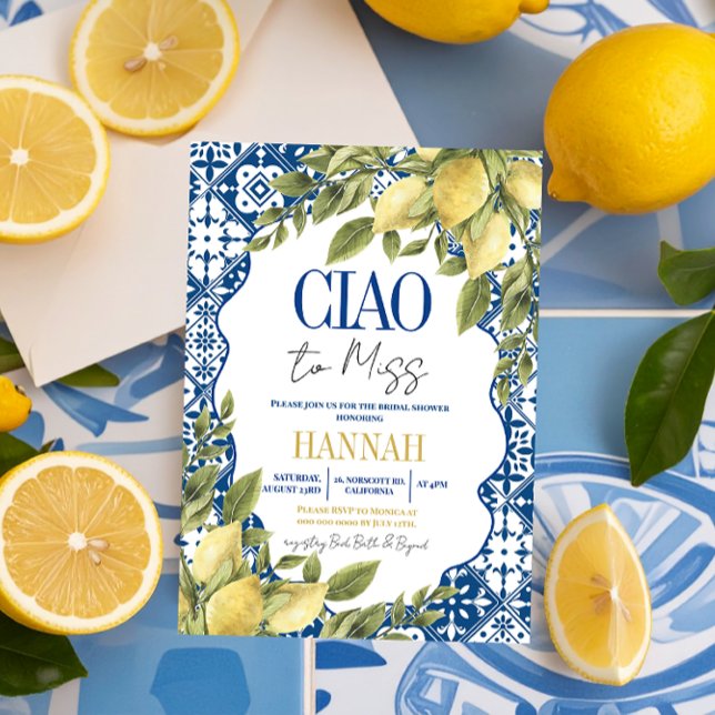 Convite Tchau para Miss Chá de panela de Limão Italiano (Criador carregado)