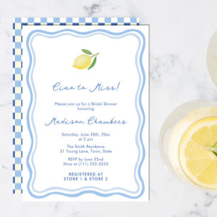 Convite Tchau Para Senhorita Dolce Vita Azul Amarelo Chá d