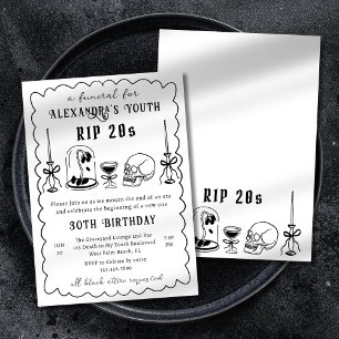 Convite TDP 20s Rabisco Desenho Funeral Aniversário de 30 