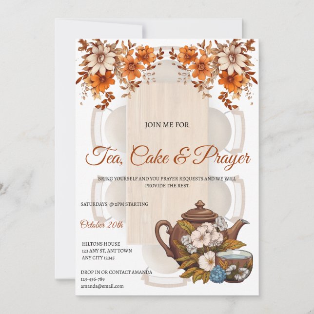 Convite Tea, Cake & Prayer Fellowship Invitation (Frente)