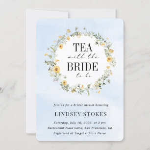 Convite Tea Party Amarelo Flores Selvagens Chá de panela 