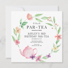Convite Tea Party | Aniversário Floral | Qualquer Idade