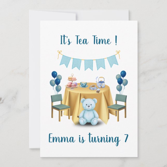 Convite Tea Party Birthday Invitation (Frente)