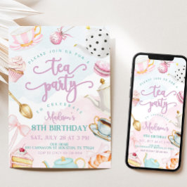 Convite Tea Party Birthday Invite, Par-tea Invite, Girls